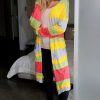 Striped Knit Cardigan: Lightweight Long Sleeve Color Block