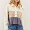 Colorblock Tiered Cotton Blend Top Ruffle Flare Long